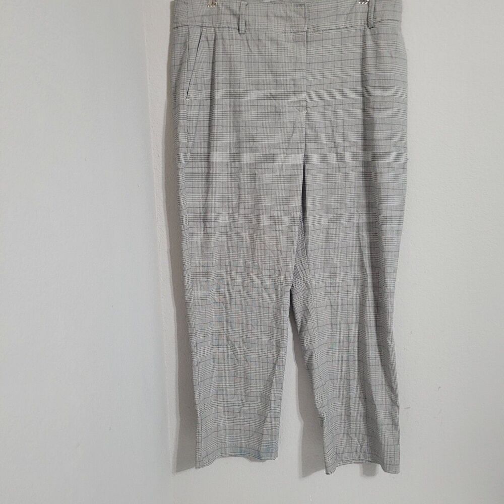 Joie size 14 dress pants plaid zip clasp button pockets formal work business
